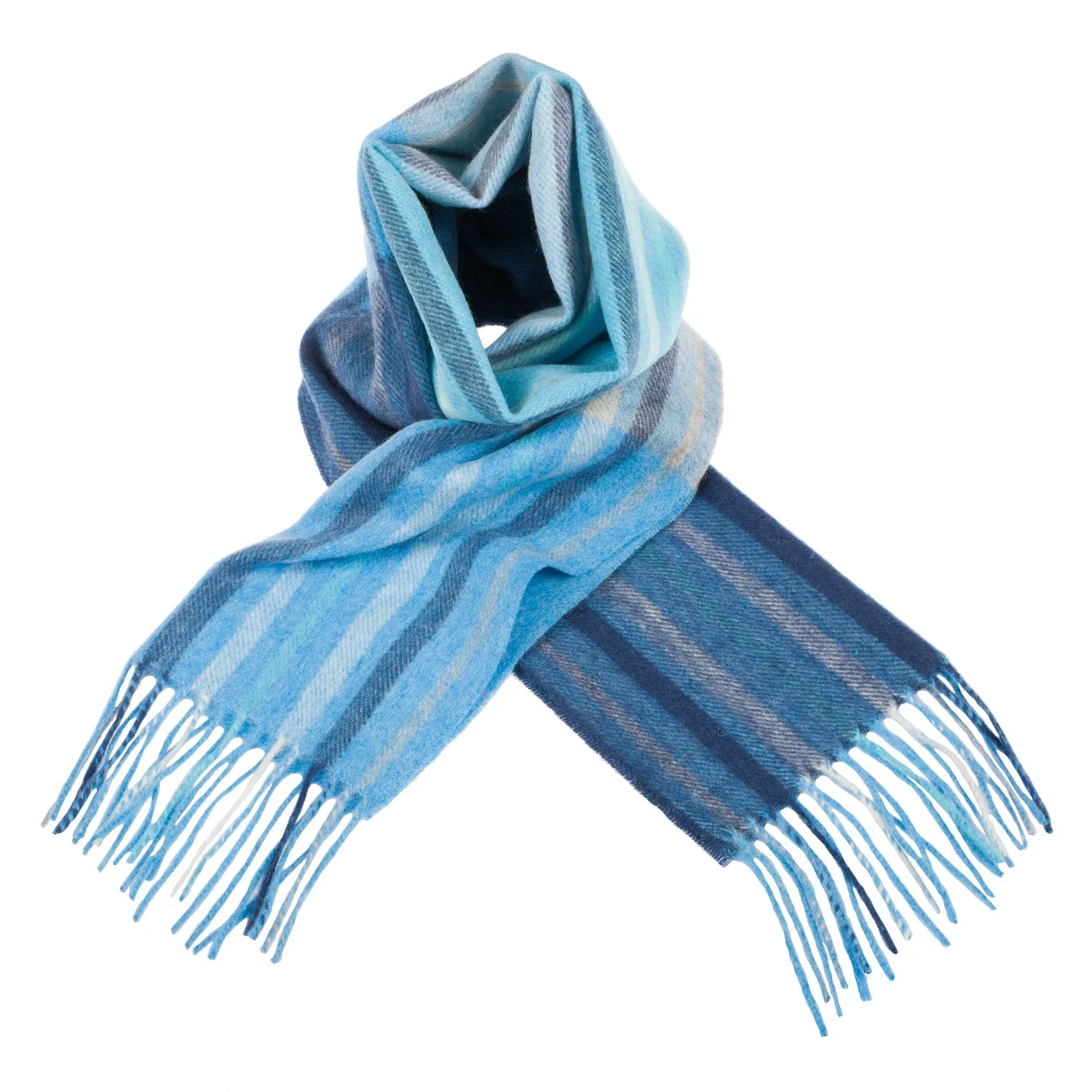 Edinburgh 100% Lambswool Scarf  Barcode Check - Aqua Blue