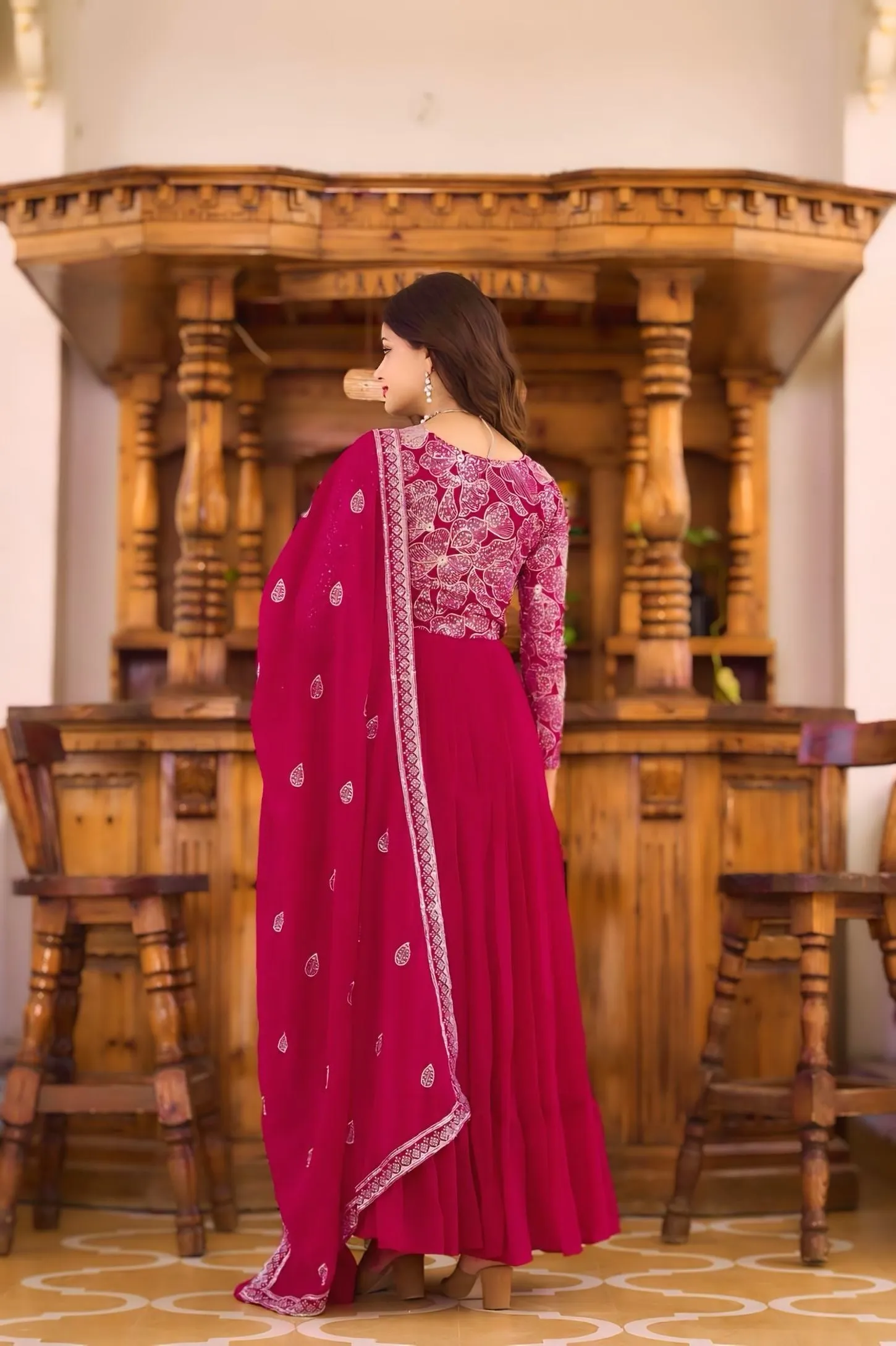 EXCLUSIVE ELEGANCE UNIQUE EMBROIDERED GOWN WITH DUPATTA