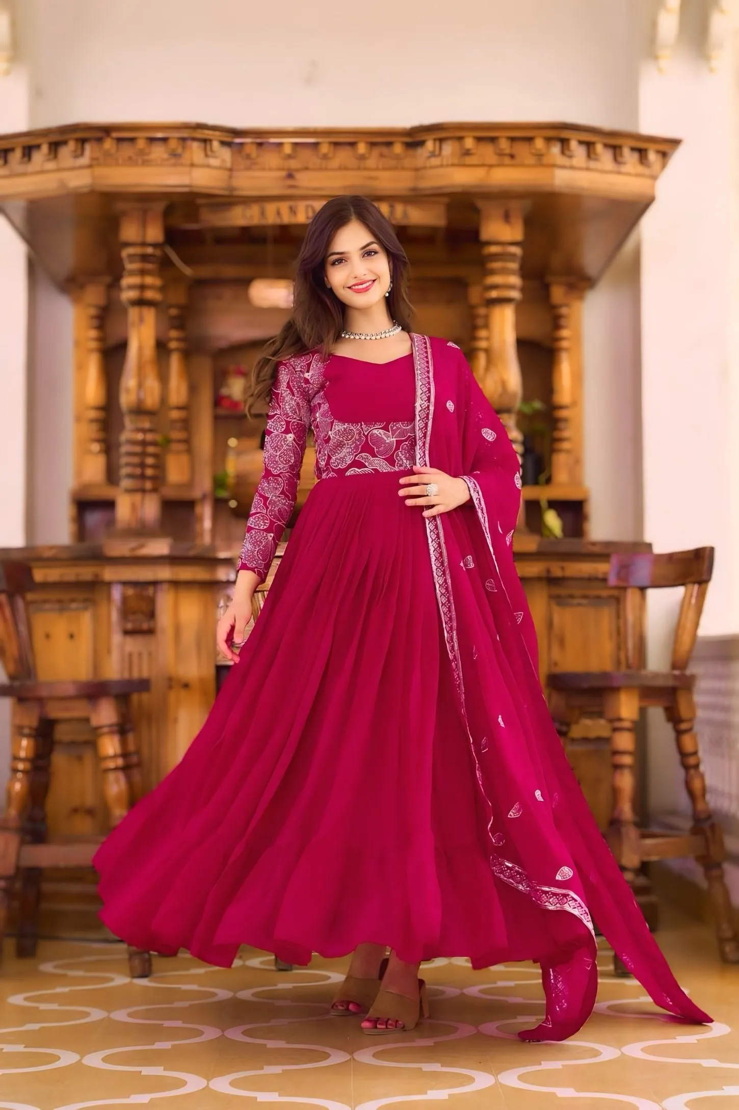 EXCLUSIVE ELEGANCE UNIQUE EMBROIDERED GOWN WITH DUPATTA