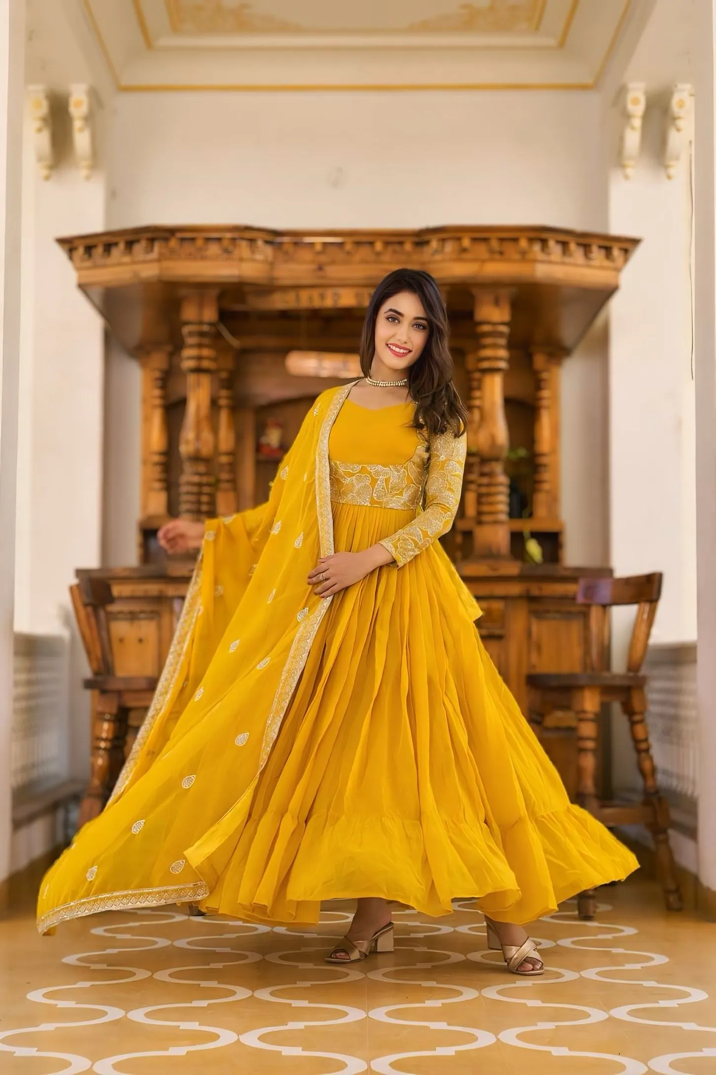 EXCLUSIVE ELEGANCE UNIQUE EMBROIDERED GOWN WITH DUPATTA