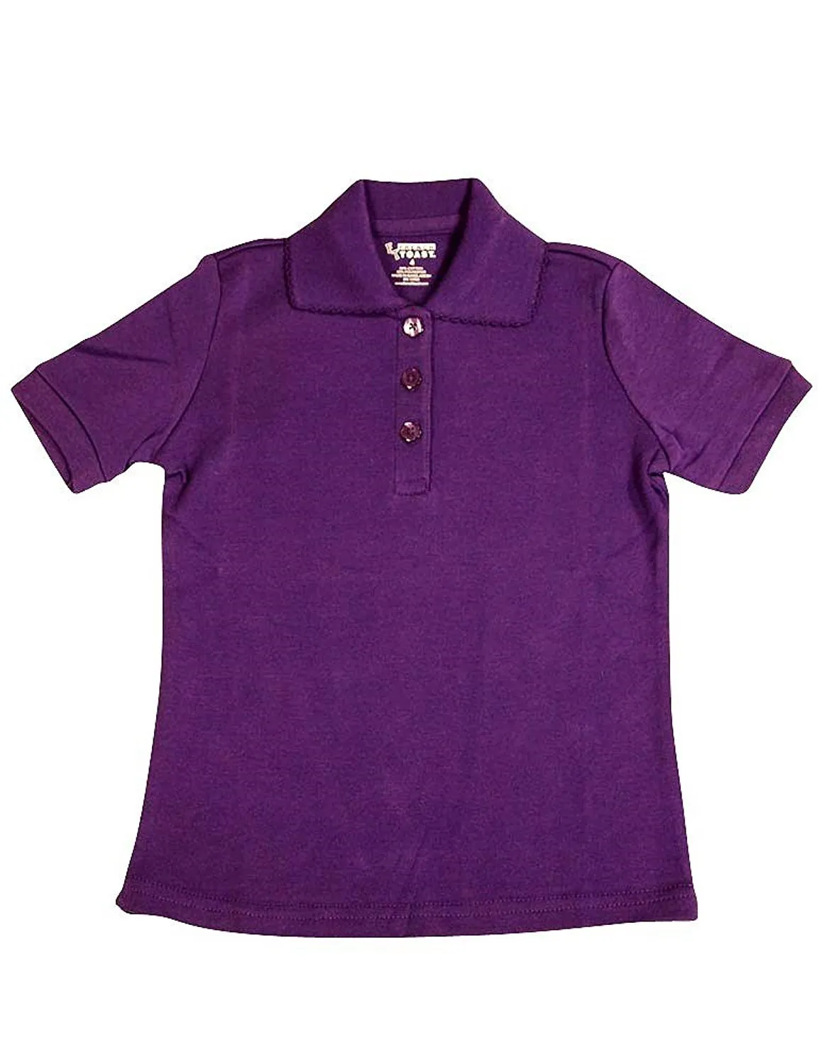 French Toast - Little Girls SS Interlock Fitted Knit Polo Picot Collar