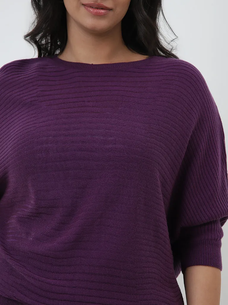 Gia Purple Self-Striped Sweater