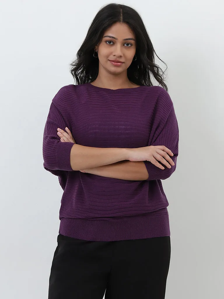 Gia Purple Self-Striped Sweater