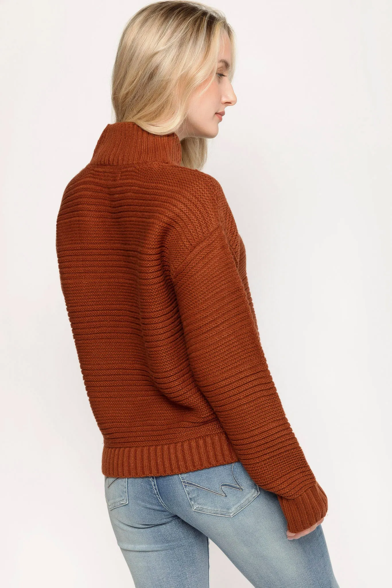 Horizontal Stitch Mockneck Sweater