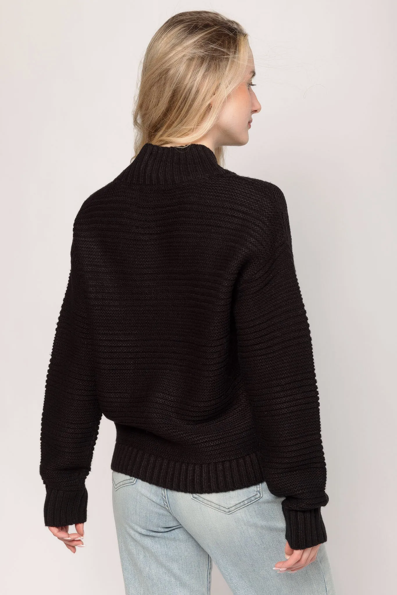 Horizontal Stitch Mockneck Sweater