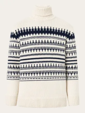 Knitted pattern roll neck - Beige stripe