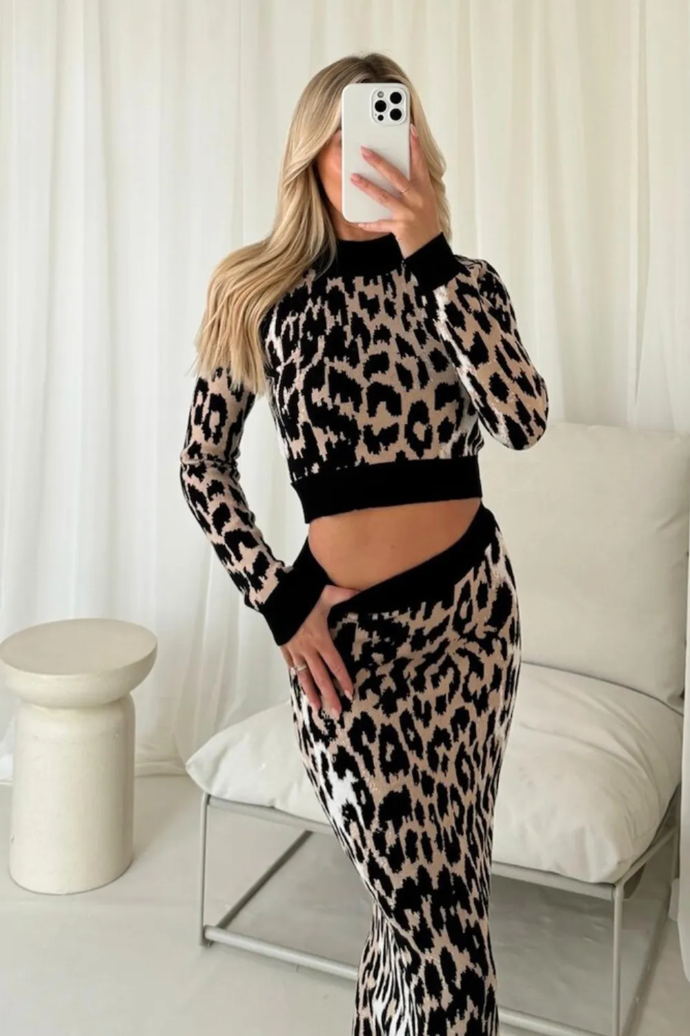 Lara brown leopard Knit Co-ord