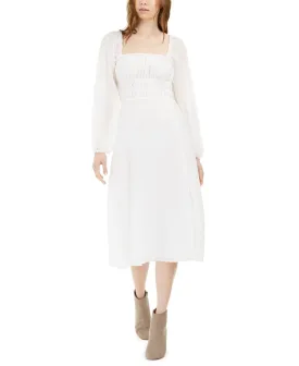 Leyden Women's Smocked Midi Dress White Size Large