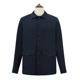 Lynton Navy Linen Overshirt