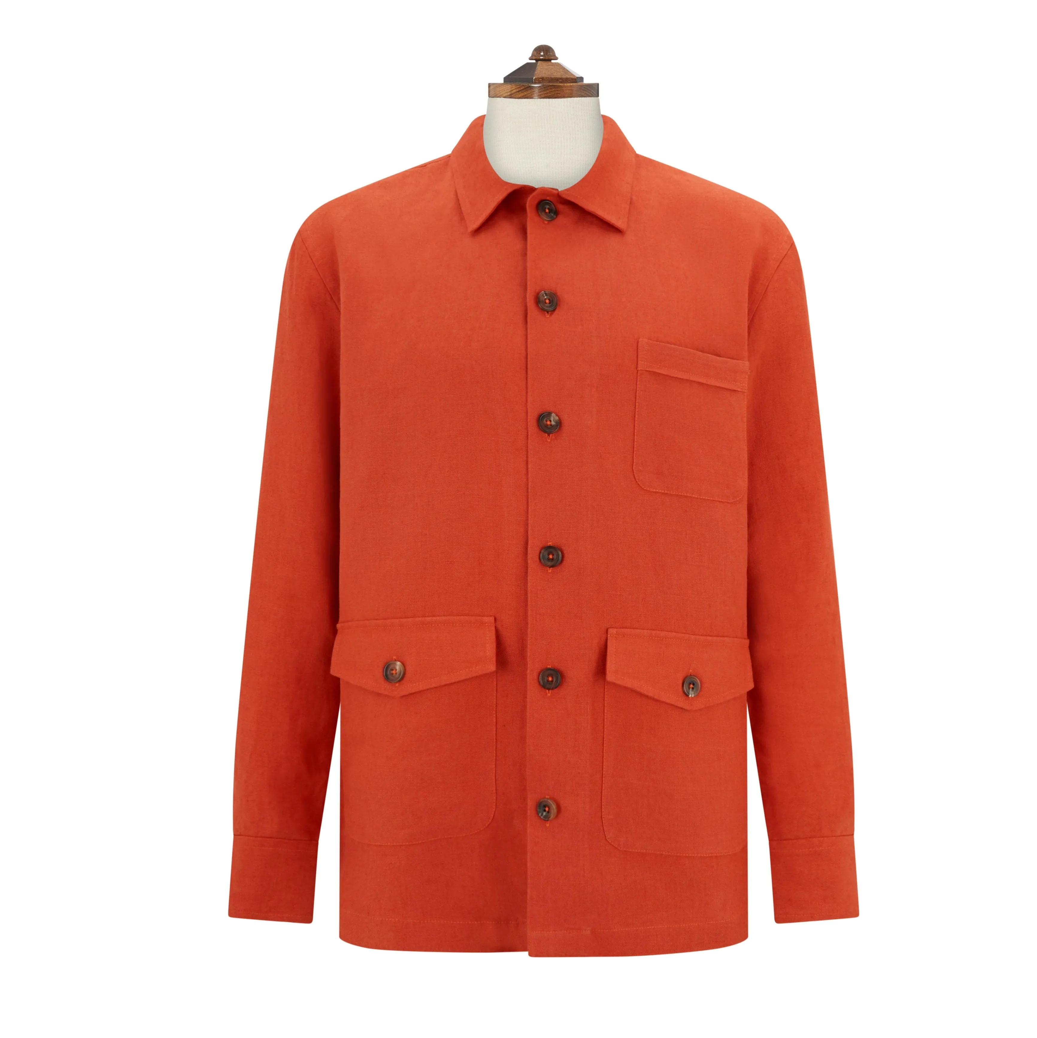 Lynton Orange Linen Overshirt