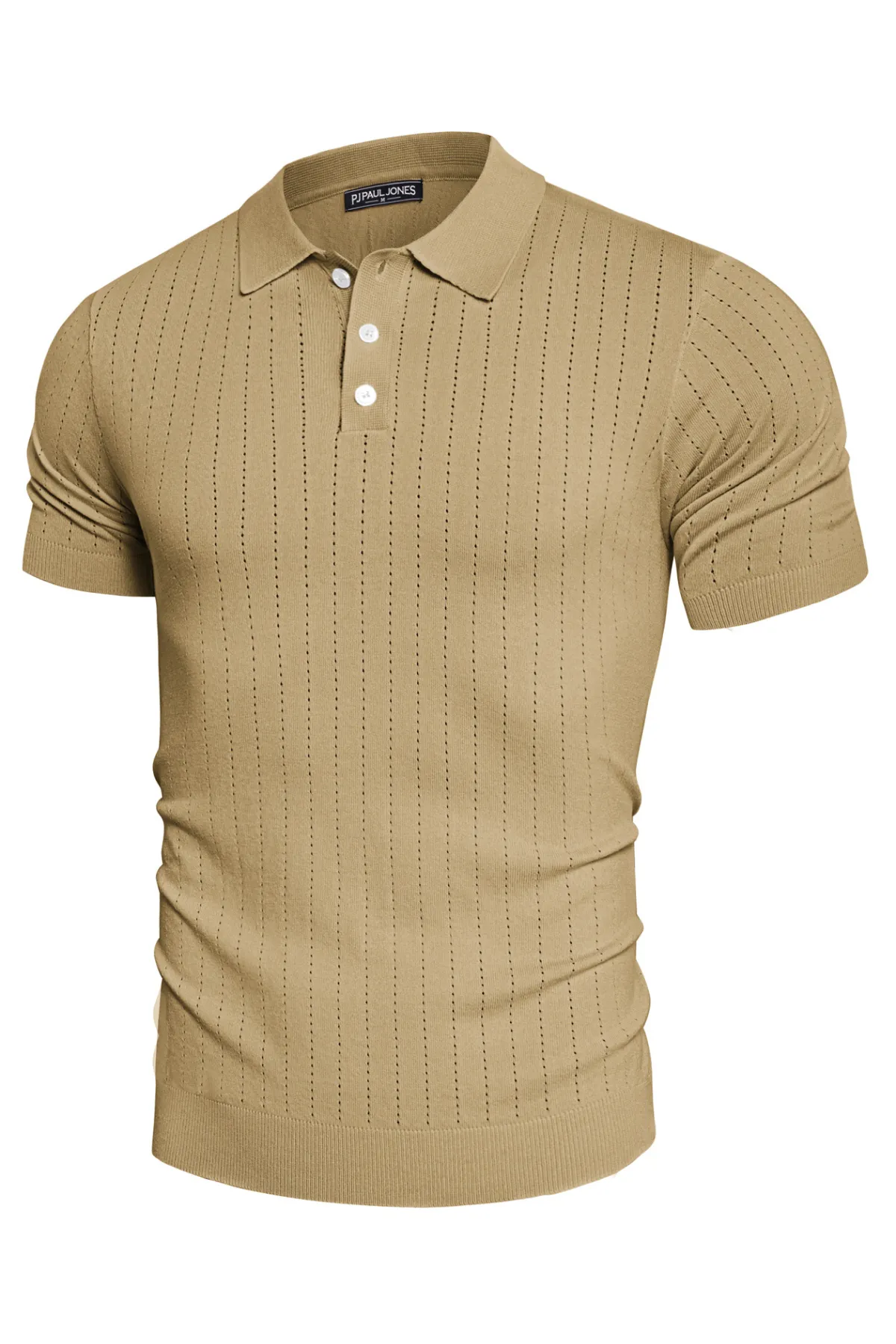 Men's Knit Polo Shirts Casual Short Sleeve Solid Button Down Pullover Polo T Shirts