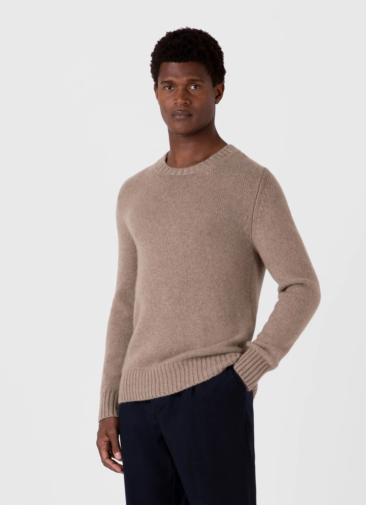 Men's Roxburgh Cashmere Jumper in Natural Brown