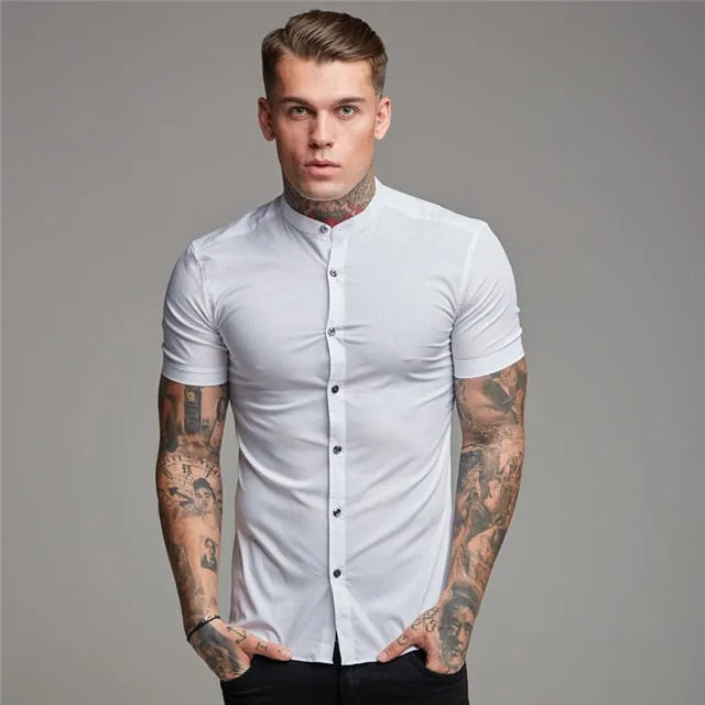 Mens Short Sleeve Solid Fitted Shirt