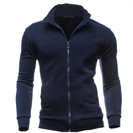 Mens Stand Collar Front Zip Casual Sweatshirt