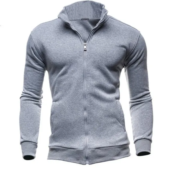 Mens Stand Collar Front Zip Casual Sweatshirt