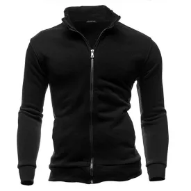 Mens Stand Collar Front Zip Casual Sweatshirt