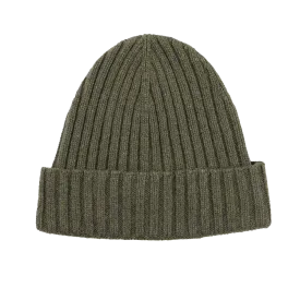 Military Green Ribbed Cashmere Beanie