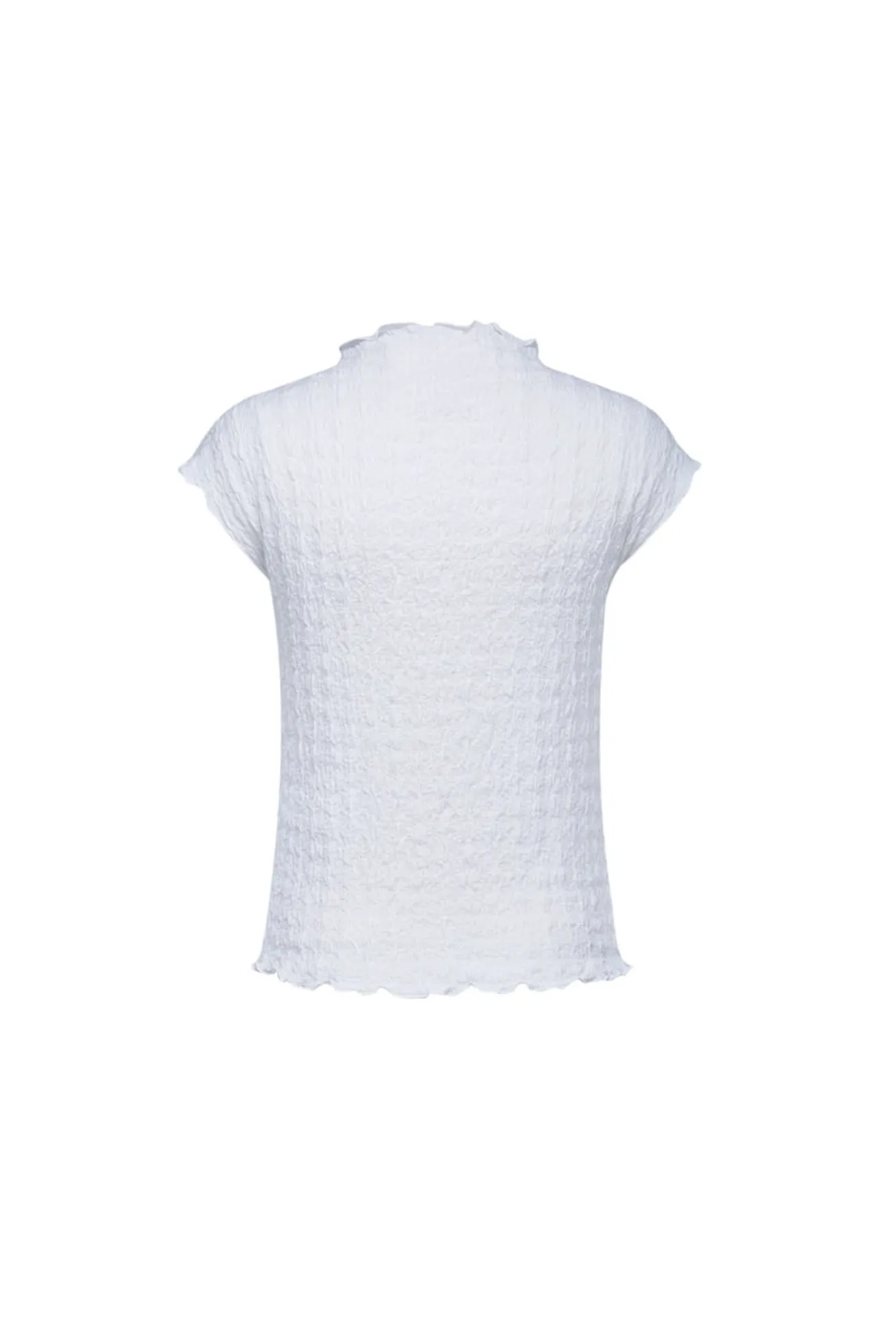 Mock Neck Textured Cap Sleeve Knit Top