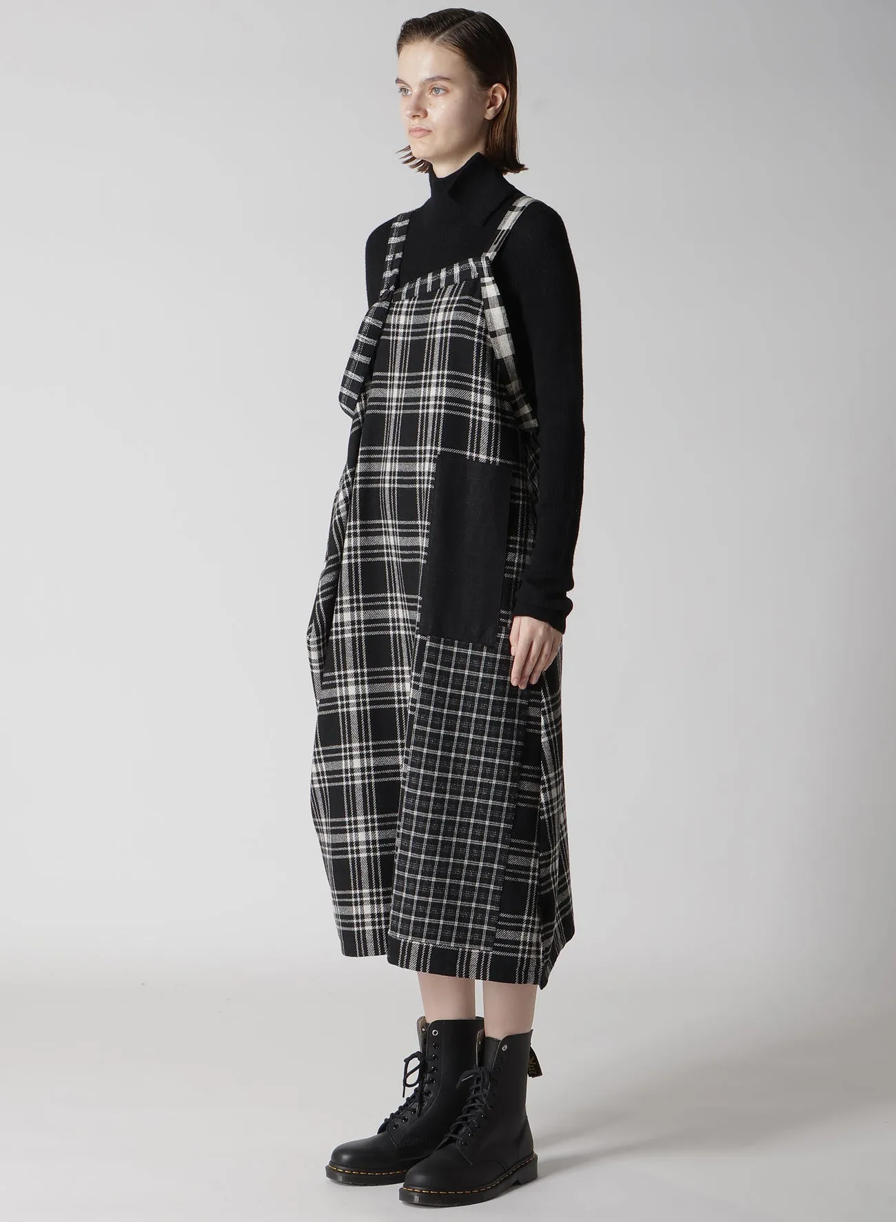 MULTI PLAID SHOULDER STRAP DRESS