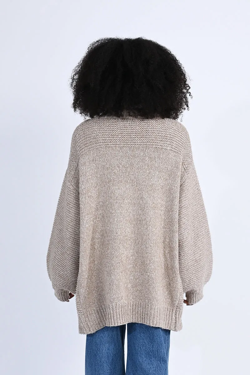 Open Front Cabled Jumper Cardigan by Molly Bracken