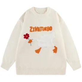 PopFlying Unique Knitted Sweater Flocked Goose