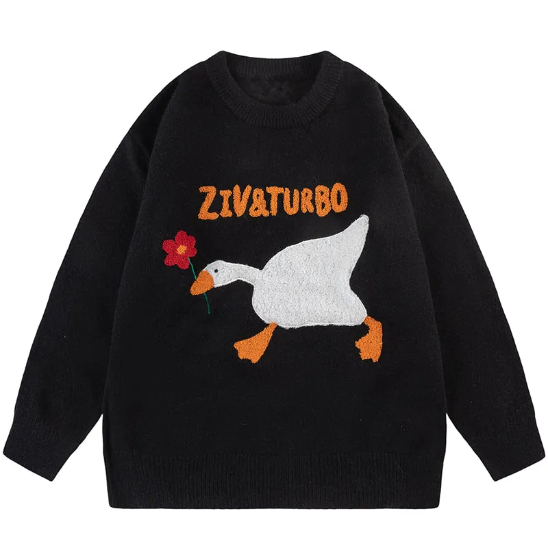 PopFlying Unique Knitted Sweater Flocked Goose