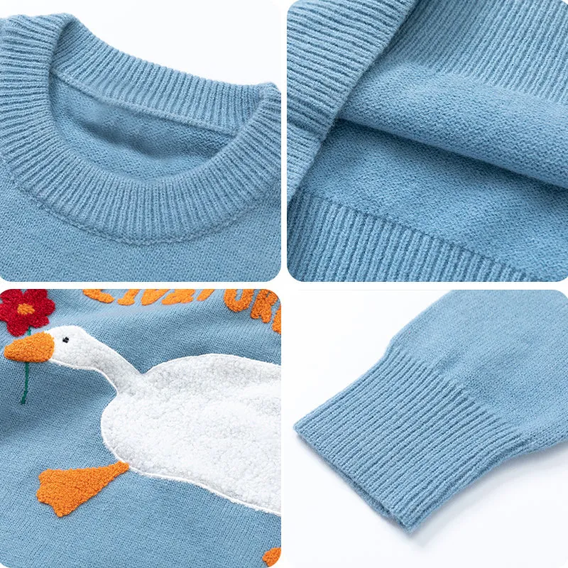 PopFlying Unique Knitted Sweater Flocked Goose