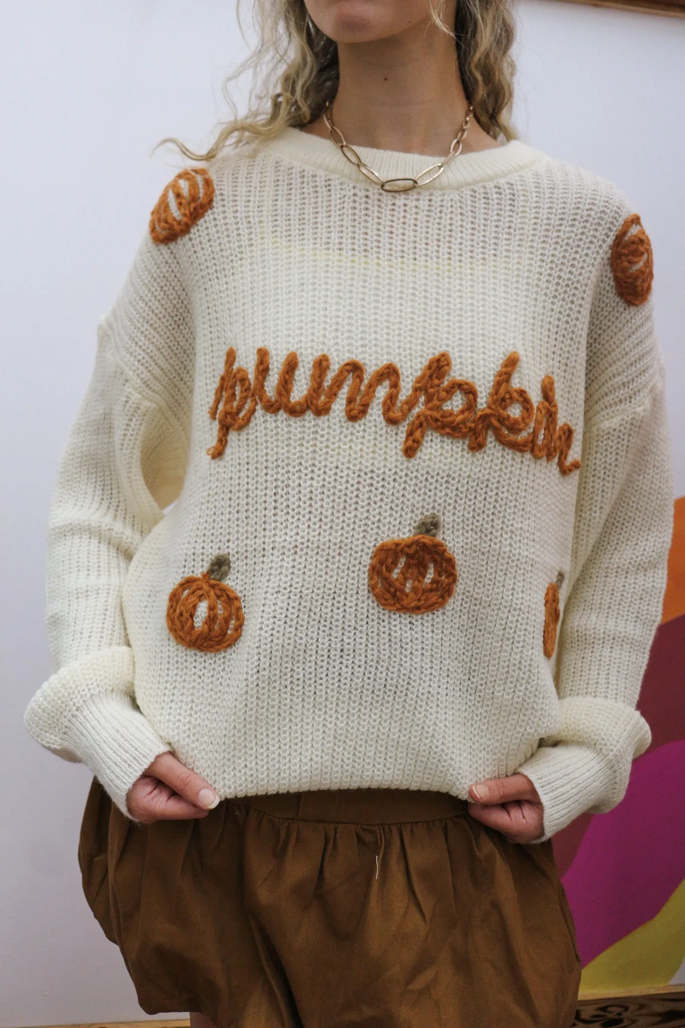 Pumpkin Yarn Oatmeal Sweater