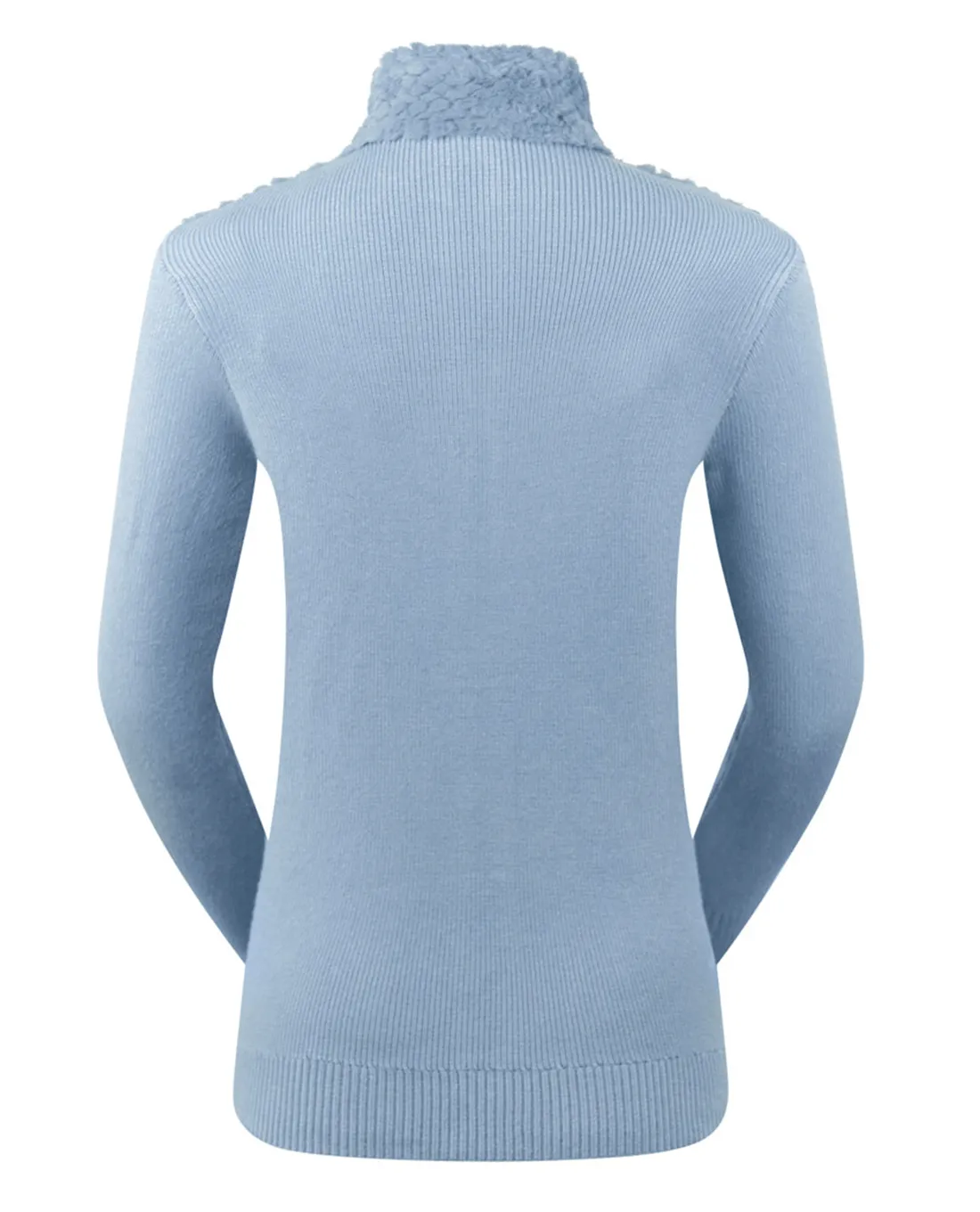 PURE GOLF Ellisa Knitted Zipped cardigan with faux fur front 508 Powder Blue