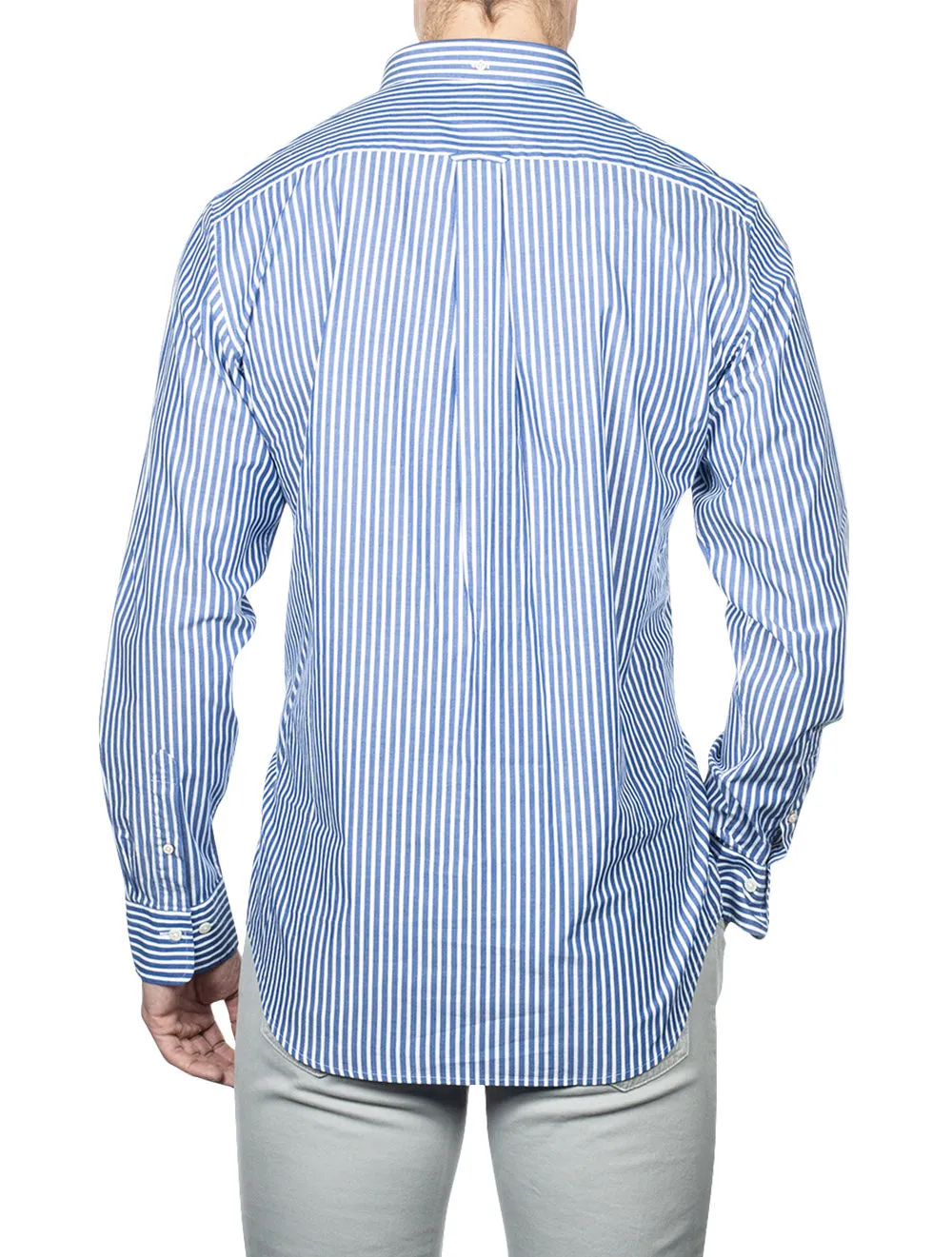 Regular Fit Stripe Broadcloth Shirt College Blue