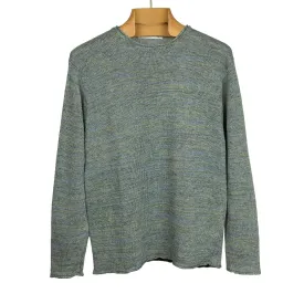 Rolled edge tunic sweater in Oyster blue-green linen