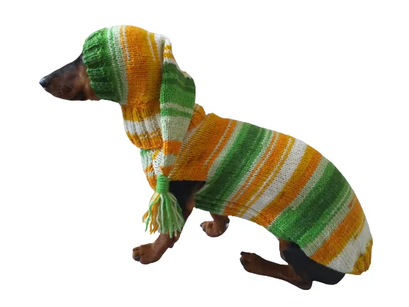 Santa costume for mini dachshund or small dog knitted sweater and hat,suit for dogs hat and sweater, clothes for dachshund