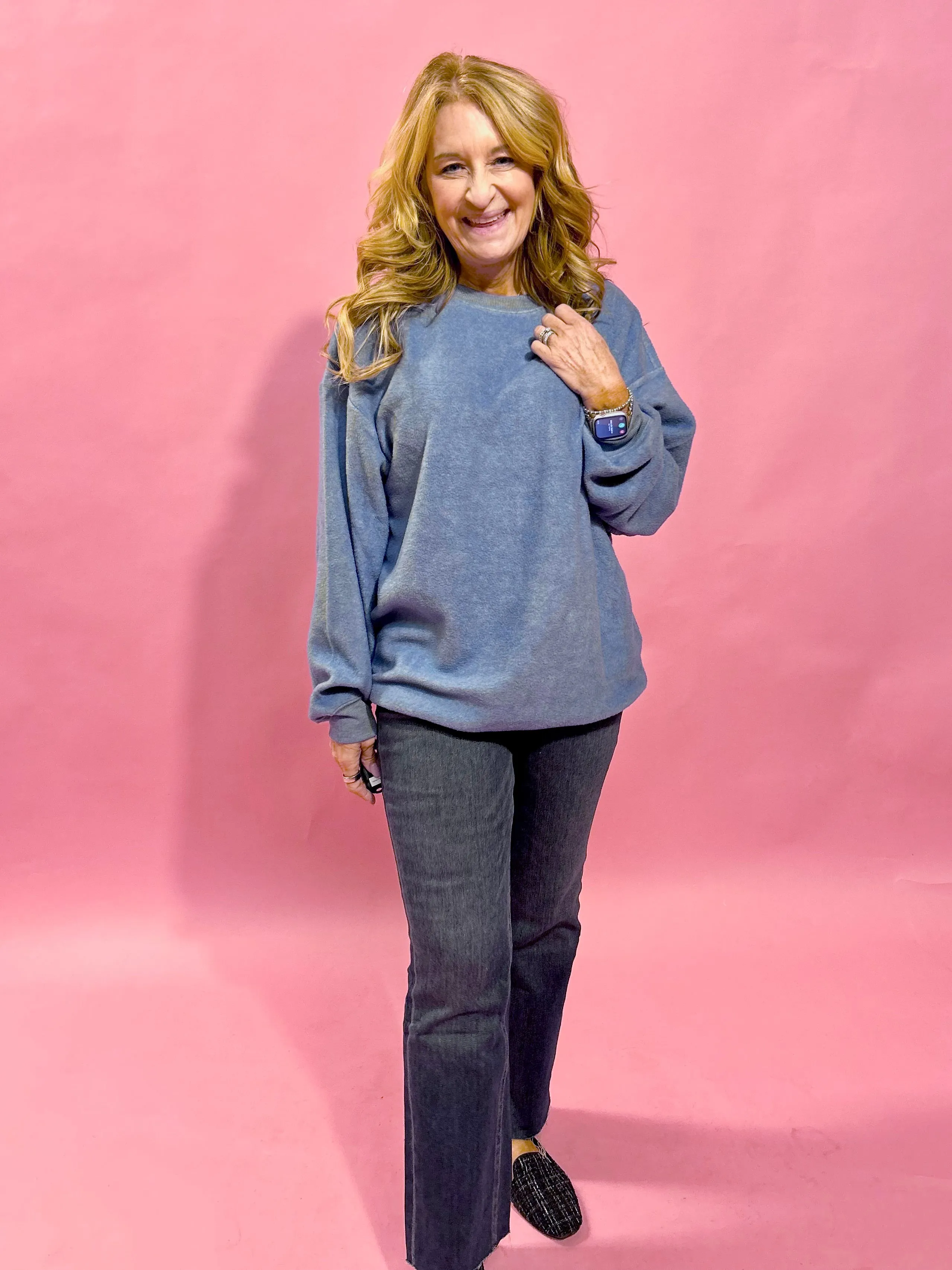 Soft Feelings Knit Pullover Sweater in  Blue