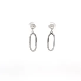 Sterling Silver Oval Drop Earrings with Cubic Zirconia