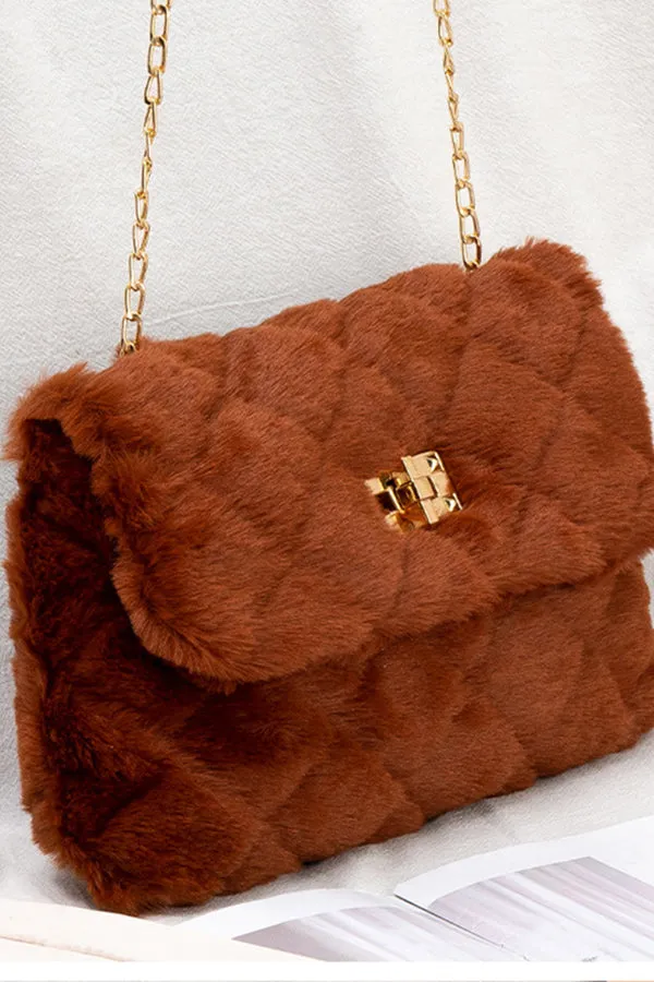 Stylish Versatile Chain Diamond Plush Bag