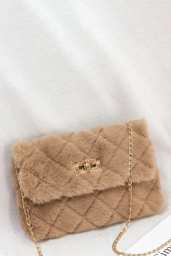 Stylish Versatile Chain Diamond Plush Bag