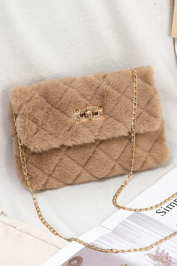 Stylish Versatile Chain Diamond Plush Bag