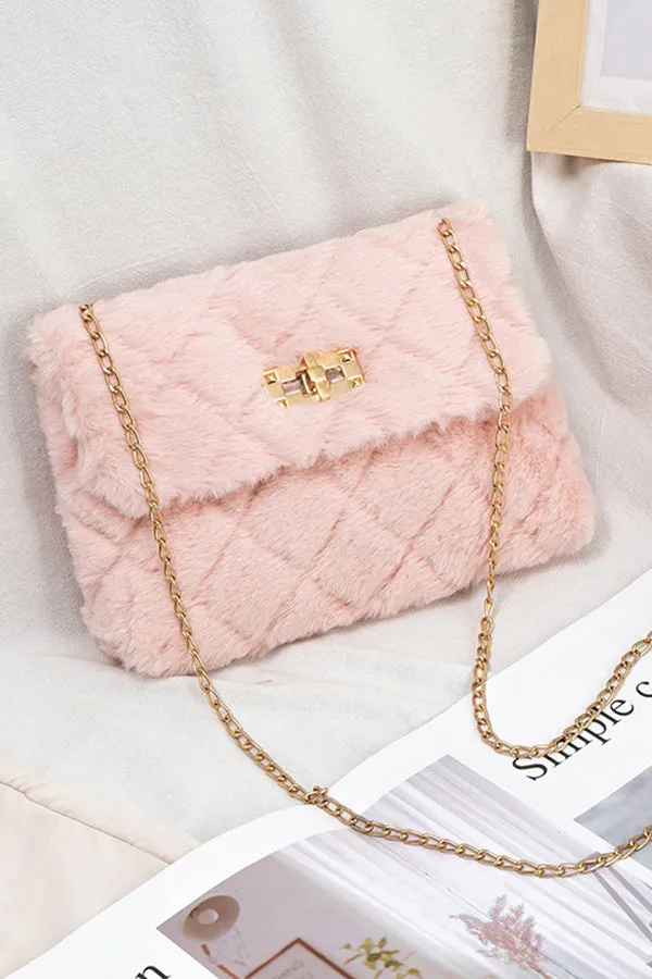 Stylish Versatile Chain Diamond Plush Bag