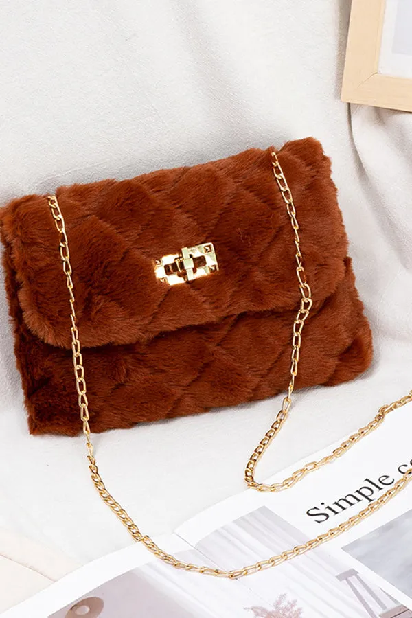 Stylish Versatile Chain Diamond Plush Bag