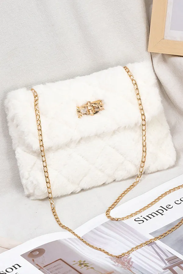 Stylish Versatile Chain Diamond Plush Bag