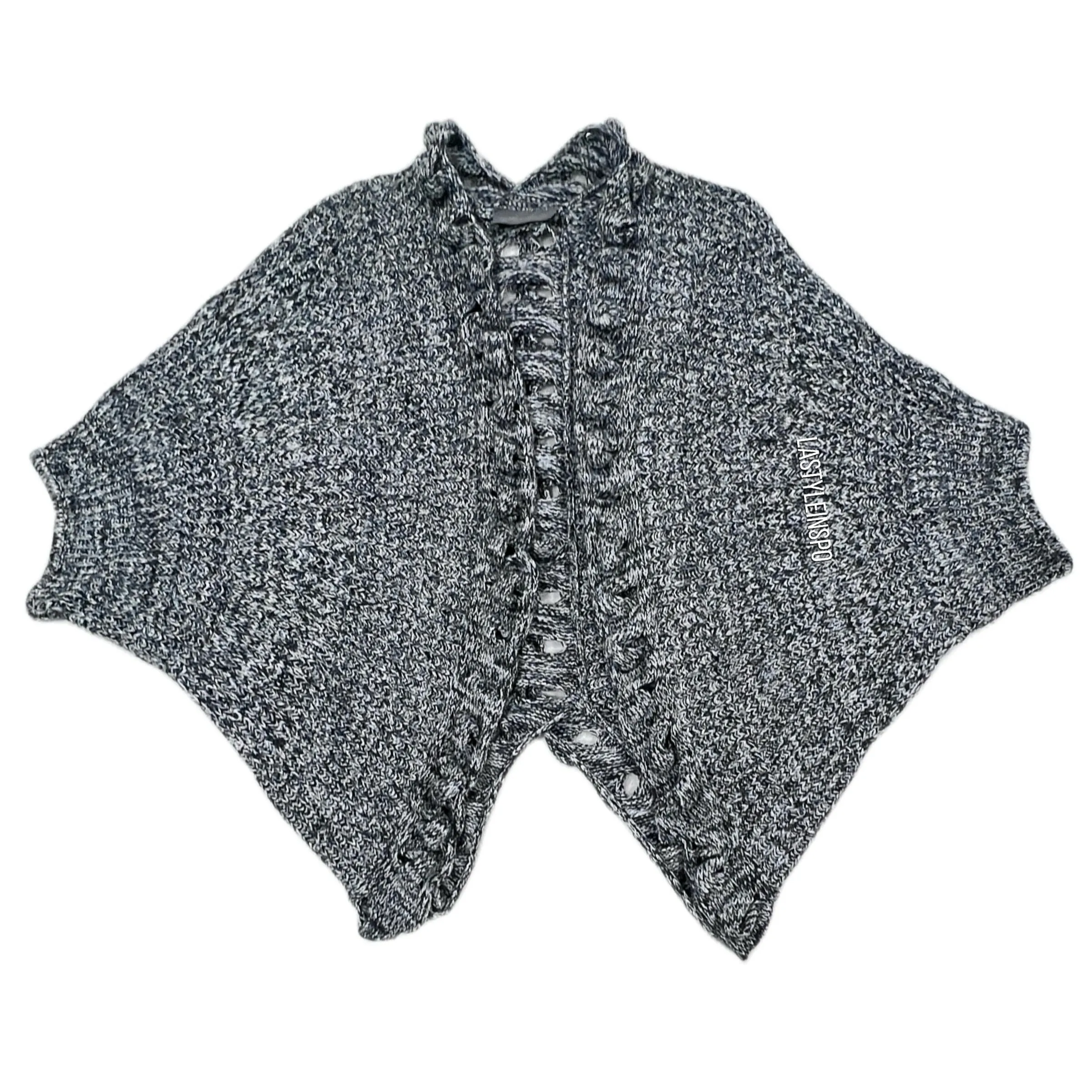 Sunday in Brooklyn Knit Cut Out Asymmetrical Cardigan Gray Black OS