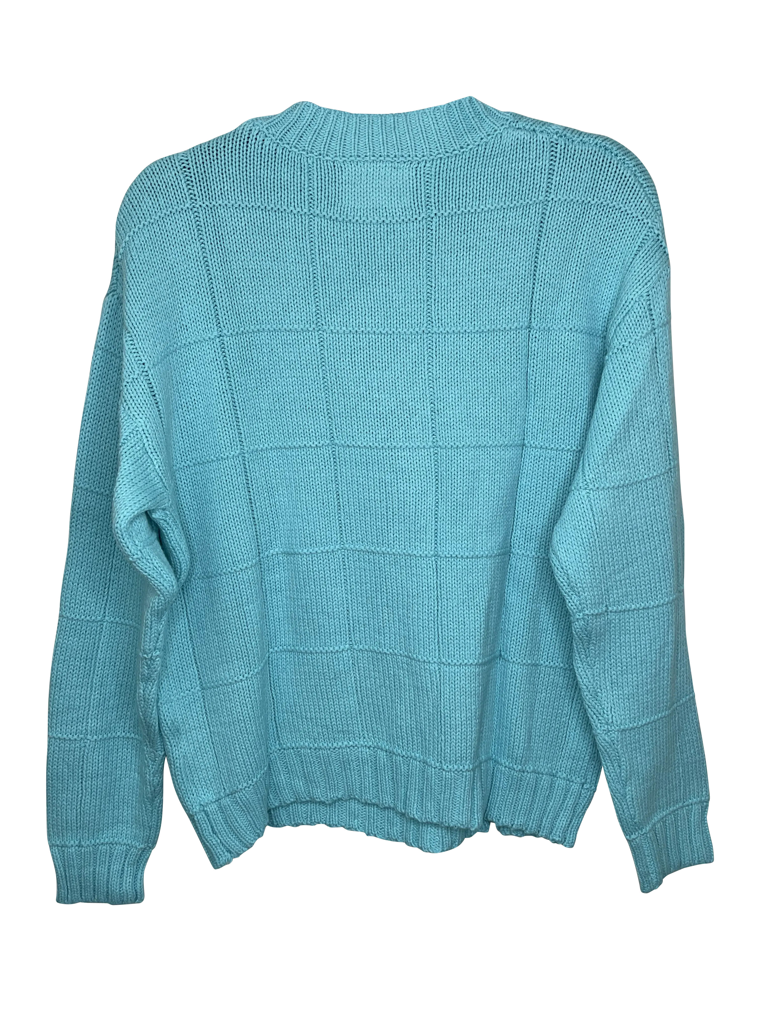 Sweater, Diamond Stitch Turquoise, Sequin Eye SMALL ONLY