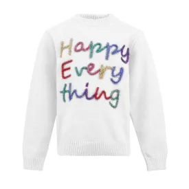 Women's Happy Everything Tinsel Sweater- White