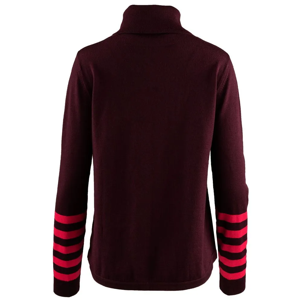 Womens Merino Roll Neck Sweater (Wine/Fuchsia)